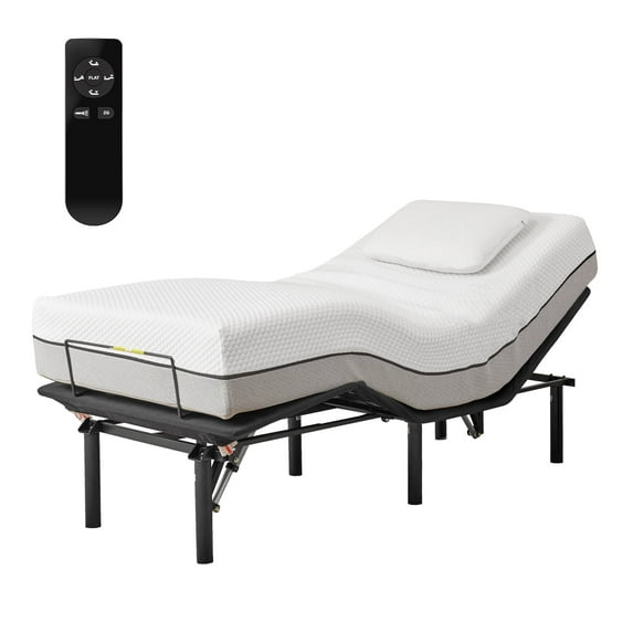 Kosynda Twin XL Adjustable Bed Frame with Head and Foot Incline, Electric Bed Base with Wireless Remote Control, Zero Gravity, Quiet Motor, Black