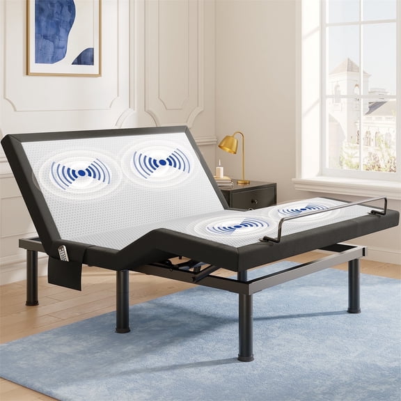 Adjustable Bed Frame Queen with Massage, Ergonomic Head&Foot Incline - Zero Gravity Adjustable Base with 4 USB Ports, Nightlight, 3 Height Options