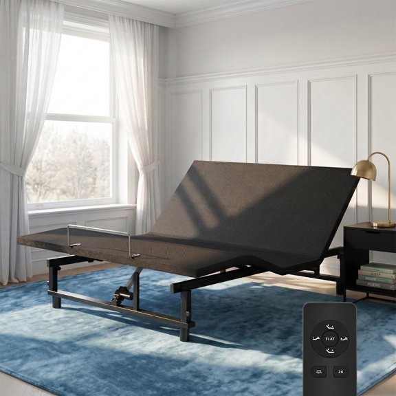 Adjustable Bed Frame with Remote, Adjustable Bed Base with Massage Head & Foot Incline, LED Light, USB Ports, Electric Bed Frame with Height-Adjustable Legs (Queen)