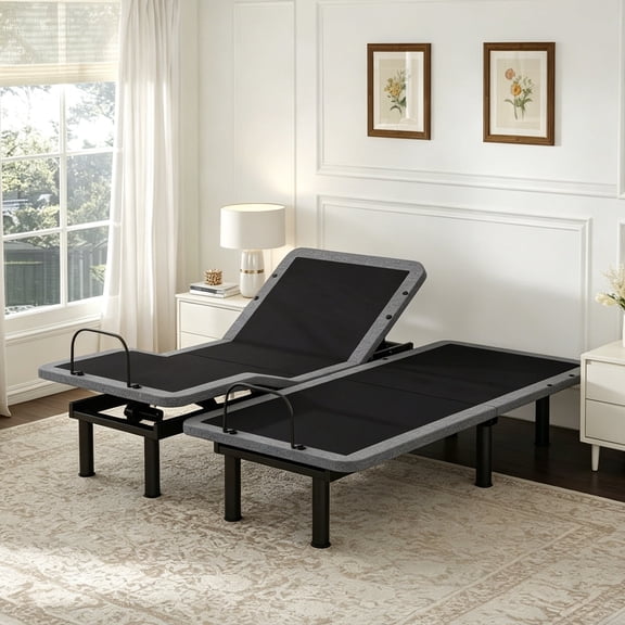 Adjustable Bed Frame Split King with Massage, Wireless Remote Control, Electric Head and Foot Incline, Zero Gravity, USB Ports, Under-Bed Nightlight, Memory Presets