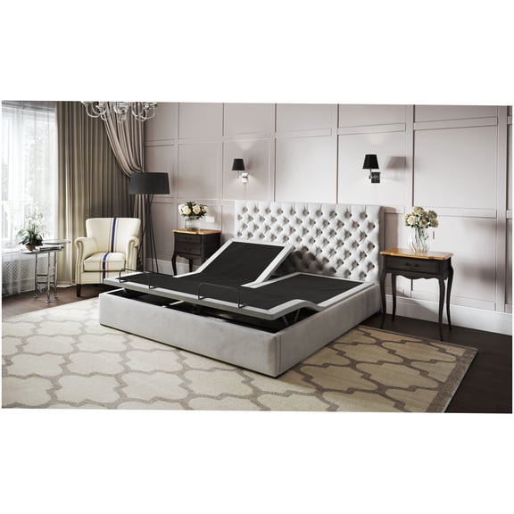 Adjustable Bed Frame, Split King, with Massage, USB Ports, Wireless Remote, No Tools Needed