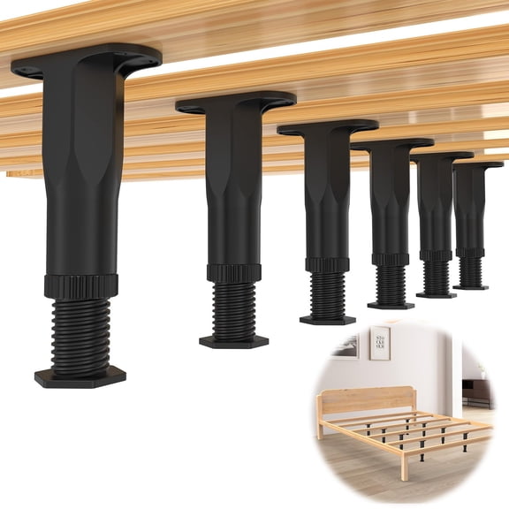Adjustable Bed Frame Support (8.3-14.6") Heavy Duty Slat & Replacement For King/queen Size Slats Hardware Included Black 6