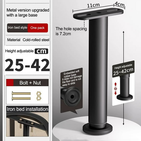 Adjustable Bed Frame Support Rods: for Durable Steel with Anti-Slip Pads!