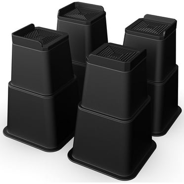 Adjustable Bed Furniture Risers - Elevation in Heights1, 3, 5 or 9 Inch Heavy Duty Risers for Sofa and Table - Supports up to 1,300 lbs - (Set of 4 Riser, Black)