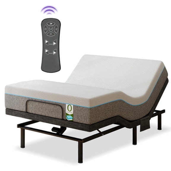 Adjustable Bed with Mattress Queen Electric Bed Base with Head & Foot Incline, Under Bed Light, Adjustable Legs, Zero Gravity, 4 USB Ports , Wireless Remote, Easy Assembly