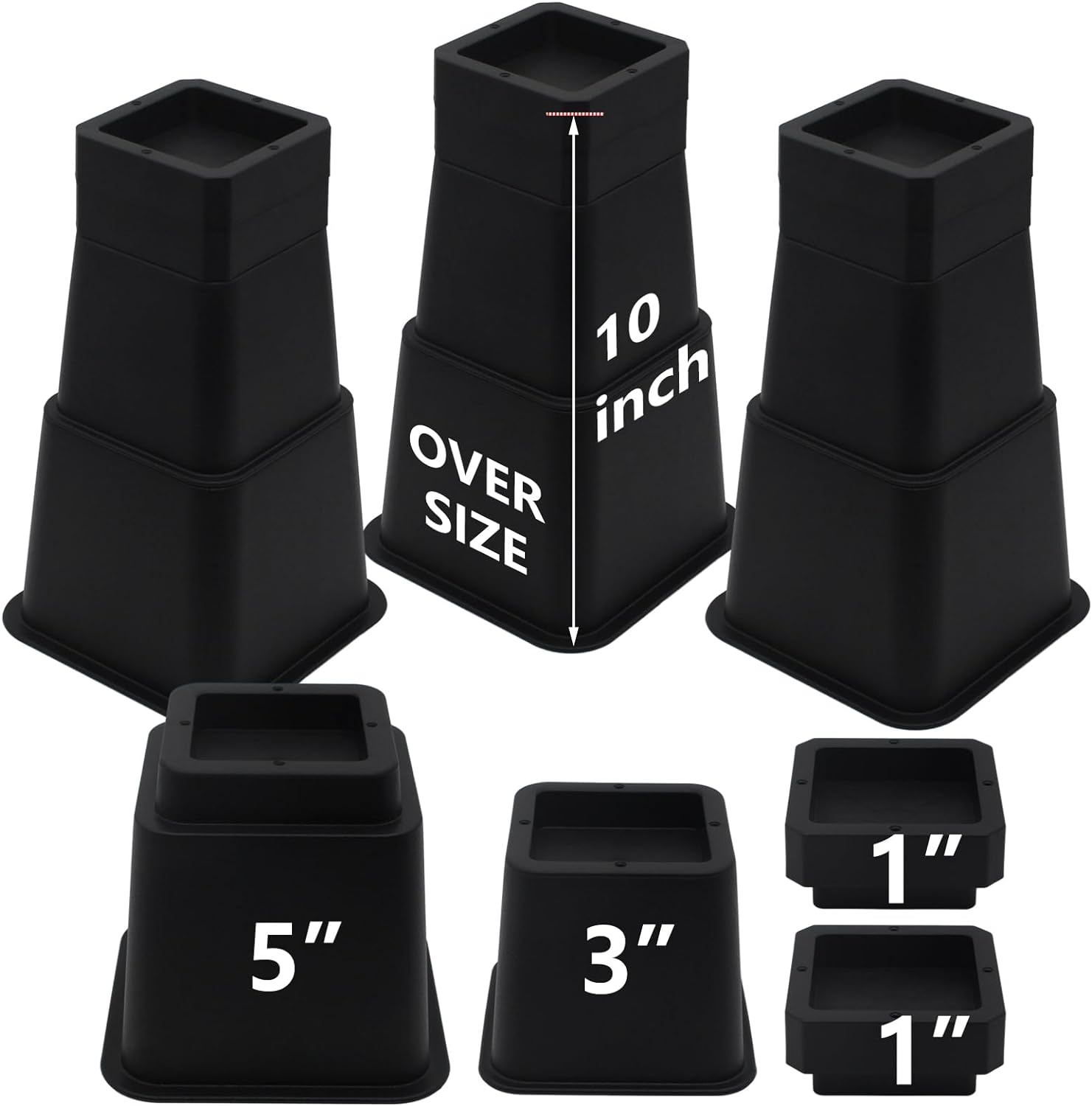 Adjustable Bed Risers 10 inch Heavy Duty (Set of 4), Oversized