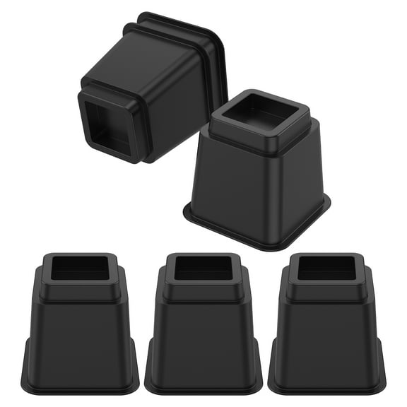 Adjustable Bed Risers 6 in Heavy Duty Stackable Furniture Risers Supports 1,300 lbs - for Under-Bed Storage, College Dorms, Table and Couch, 6 Pack Bed Lifts Black