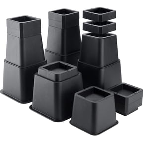 Adjustable Bed Risers Elevation in Heights 3,4,5,6,7,8,9 to 10 Inch Heavy Duty Furniture Risers for Couch Desk Chair and Sofa Bed Lifts Risers Set of 4 (16 pcs Black)
