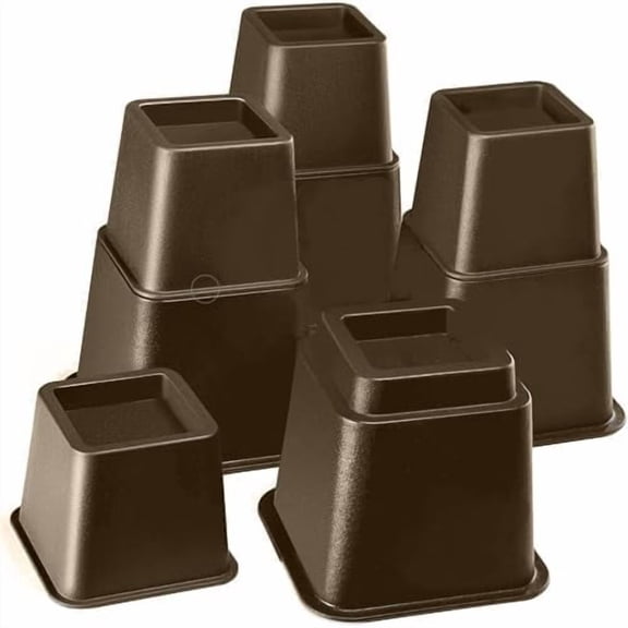 Adjustable Bed Risers - Furniture Risers - Elevation in Heights 3, 5 or 8 Inch Heavy Duty Risers for Sofa and Table - Bed Lifts Bed Riser Set of 4 (Brown)