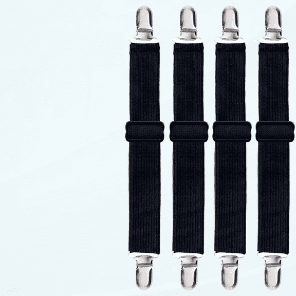 Adjustable Bed Sheet Clips, 4 Pack Black Cover Grippers Suspenders Holder Fasteners