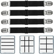 Adjustable Bed Sheet Clips,Sheet Fasteners Holder Straps and Suspender,Gripper,Extend from 21" to 80" Long Style Elastic Fasteners Bands Heavy Duty Suit for Mattress, Sofa, Couch,Recliner and More