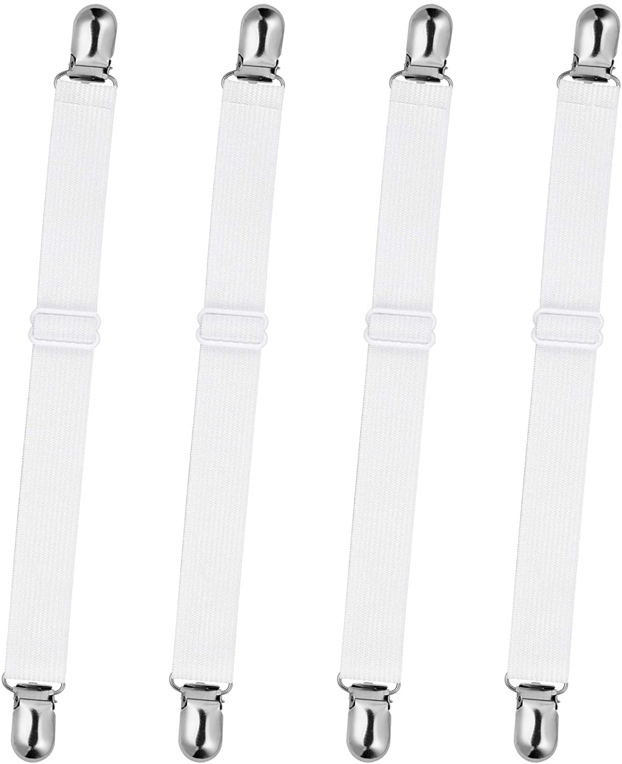 Korlon 4 Pack Bed Sheet Clips, Adjustable Heavy Duty Fitted Sheet Straps  Clips, Elastic Sheet Suspenders Fasteners for Bed Mattress Cover Sofa  Cushion