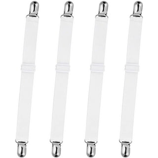 Korlon 4 Pack Bed Sheet Clips, Adjustable Heavy Duty Fitted Sheet Straps  Clips, Elastic Sheet Suspenders Fasteners for Bed Mattress Cover Sofa  Cushion