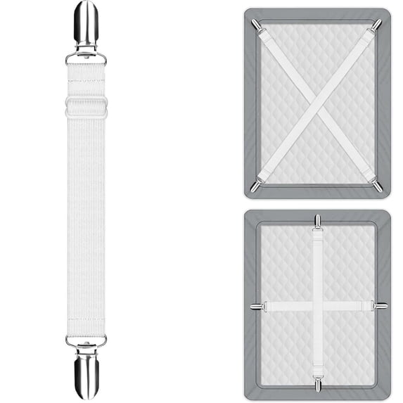 Adjustable Bed Sheet Grippers (Stretchable up to 180cm) | Easy Install/Remove Straps to Keep Sheets Tidy, No Tangling or Piling