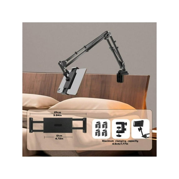 Adjustable Bed Tablet Holder Rotatable Long Arm Metal Desktop Tablet Bracket Mounts Clamp For 4.7-13" For IPad Mini Air Pro