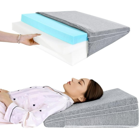 Adjustable Bed Wedge Pillow for Sleeping, Triangle Incline Wedge Pillow for Back Reduce Pressure, Memory Foam Pillow for Post Surgery, Back Support, Leg Elevation, Gerd Acid Reflux, Snoring