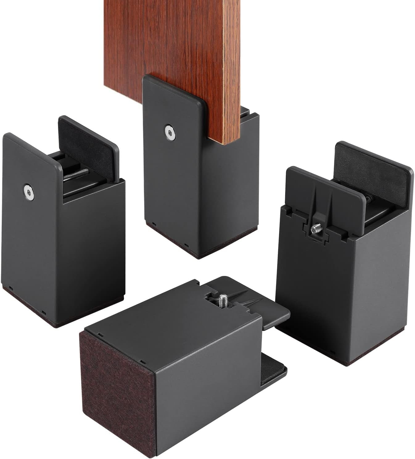 Adjustable Bed and Furniture Risers with Screw Clamp, 4Pcs 10cm