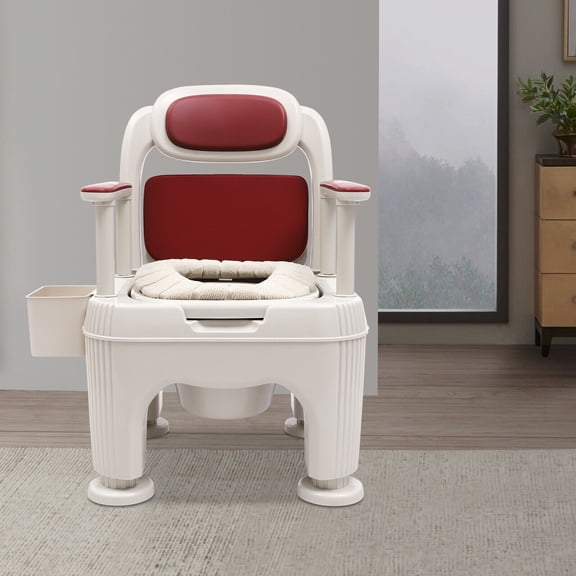 Adjustable Bedside Commode Chair with Armrests & Inner Buckets  Sturdy 661lb Capacity Portable Toilet for Elderly, Disabled, Pregnant & Limited Mobility  Easy Clean & Quiet Use