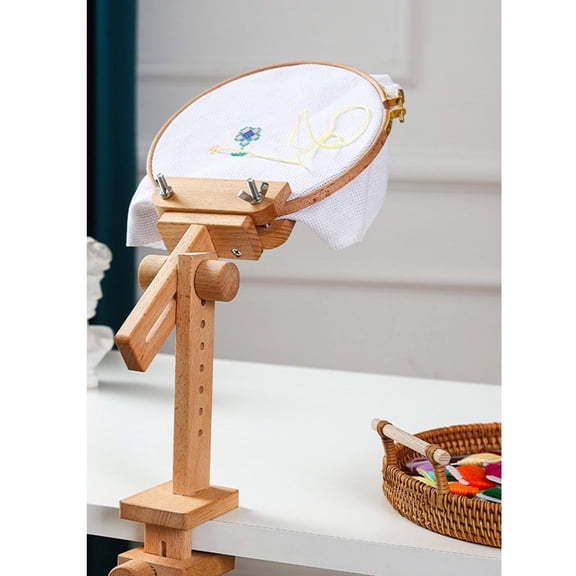 Adjustable Beech Wood Tapestry Display Rack Needlework Stitch Rack Holder Embroidery Tabletop Needlework Sewing Tools 45cm