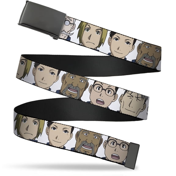 Adjustable Belt, Clamp Buckle, Cut-to-Fit, Fullmetal Alchemist Brotherhood Central Forces Military Faces