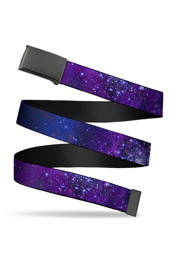Adjustable Belt, Clamp Buckle, Cut-to-Fit, Galaxy Blues Purples