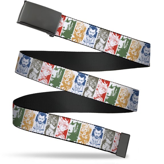 Adjustable Belt, Clamp Buckle, Cut-to-Fit, Magic the Gathering Five Planeswalker Poses Multi Color
