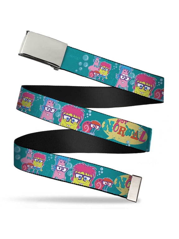 Adjustable Belt, Clamp Buckle, Cut-to-Fit, Patrick SpongeBob Gary Not Normal Aqua