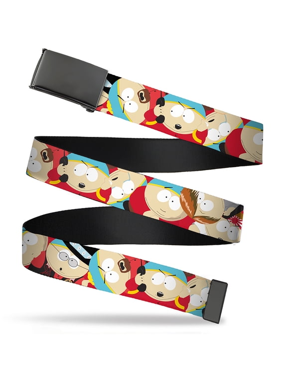 Adjustable Belt, Clamp Buckle, Cut-to-Fit, South Park Cartman Expressions Stacked
