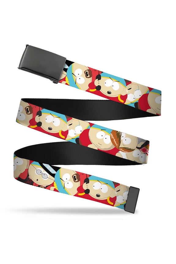 Adjustable Belt, Clamp Buckle, Cut-to-Fit, South Park Cartman Expressions Stacked