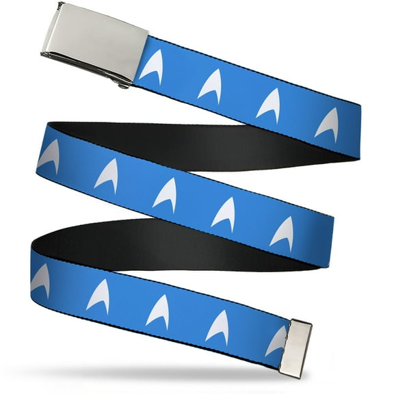 Adjustable Belt, Clamp Buckle, Cut-to-Fit, Star Trek Starfleet Insignia Blue White