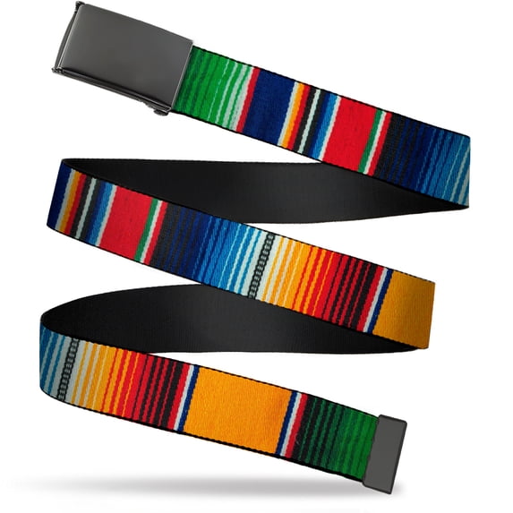 Adjustable Belt, Clamp Buckle, Cut-to-Fit, Zarape2 Vertical Multi Color Stripe