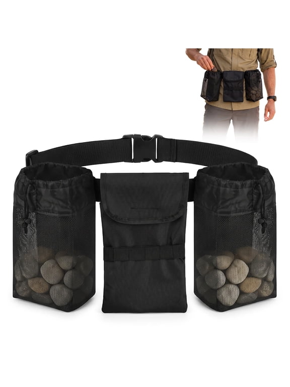 Adjustable Belt Pack with 3 Storage Pouches Rock Collecting Waist Bag Foraging Pouch,Foraging Waist Pack