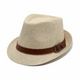 thumbnail image 1 of Adjustable Belt Straw Short Brim Sun Hat, Unisex Lightweight Outdoor Beach Hat, Vintage Style Sun Protection Cap, Fashion Headwear for Summer Travel, Holiday and Outdoor Activities, 1 of 3