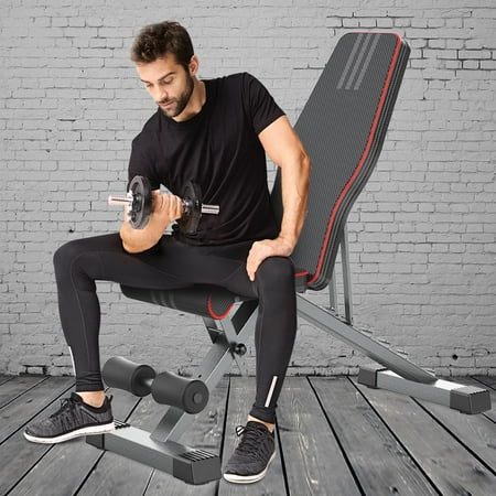 Adjustable Bench with Waterproof and Soft Leather and 6 Backrest Positions & 4 Seat Positions, 330 Lb. Weight Limit