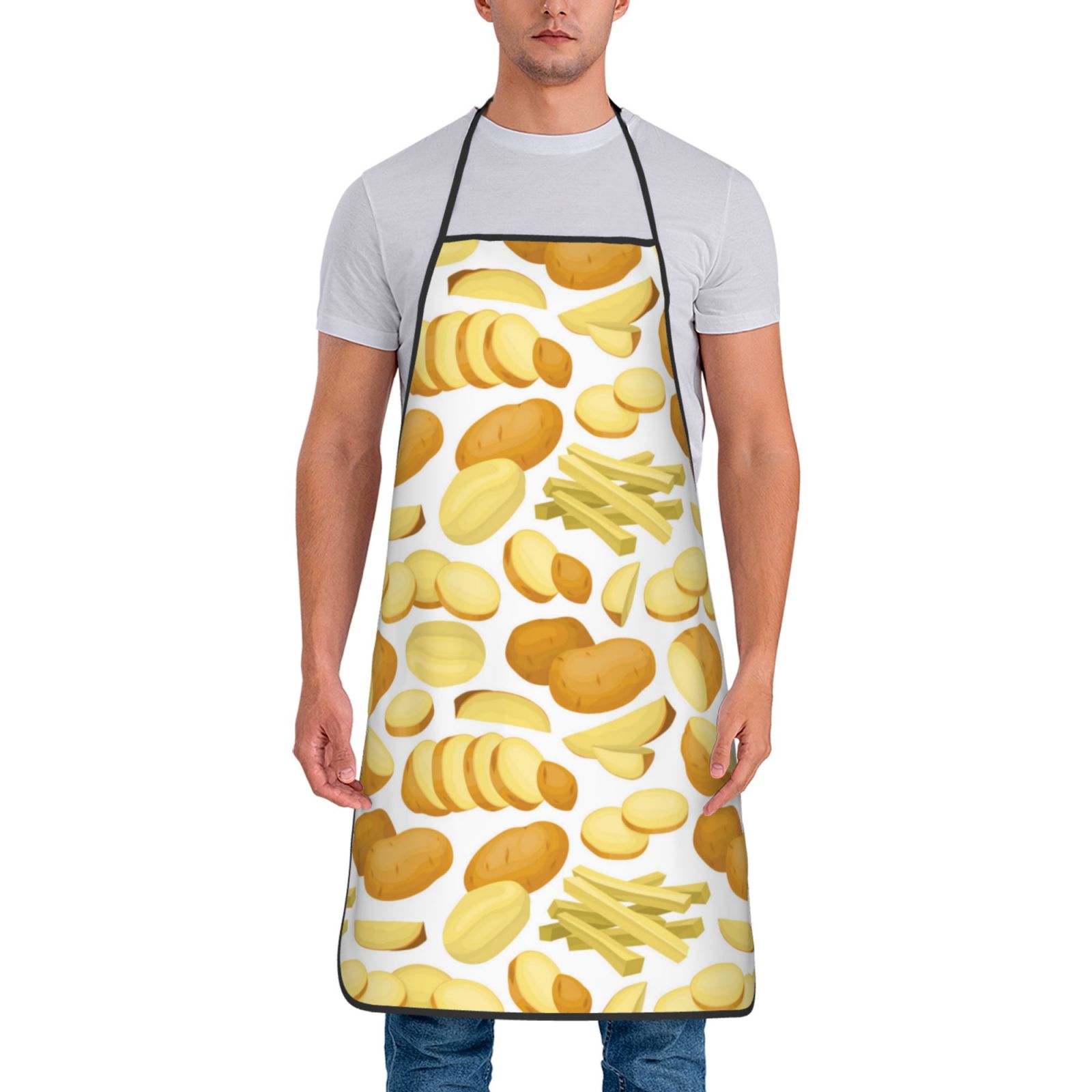 Adjustable Bib Apron - potato chips fries Waterdrop Resistant Cooking ...