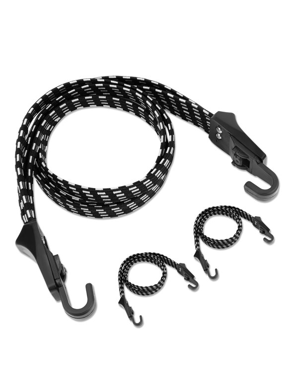 Adjustable Bike Elastic Straps 3 Pack Strong & Durable Luggage Tie Down with Hooks