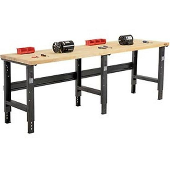 Adjustable Birch Butcher Block Square Edge Workbench - Black - 96 x 36 in.