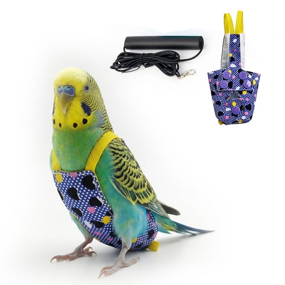 Adjustable Bird Harness & Leash Set (L Size), 2m Anti-Bite Parrot Flight Training Vest for Conures & Medium Birds, for 160-220g Parrots