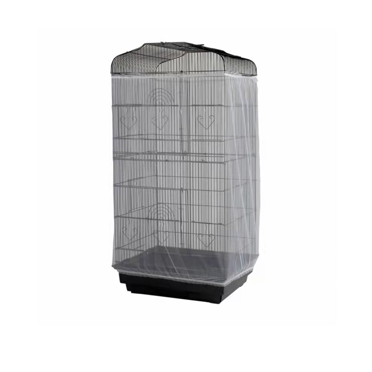 Adjustable Birdcage Seed Catcher Feather Catcher Bird Cage Cover Net Airy Soft Skirt Guard Birdcage Nylon Mesh Netting for Parrot Macaw Parakeet Round Square Cage