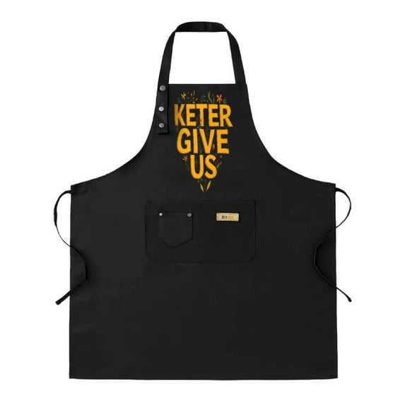 Adjustable Black Bib Apron 2 Pack with Bold Orange " GIVE US " Design & 2 Pockets - Perfect for Cooking BBQ and Chef Use for Men & Women