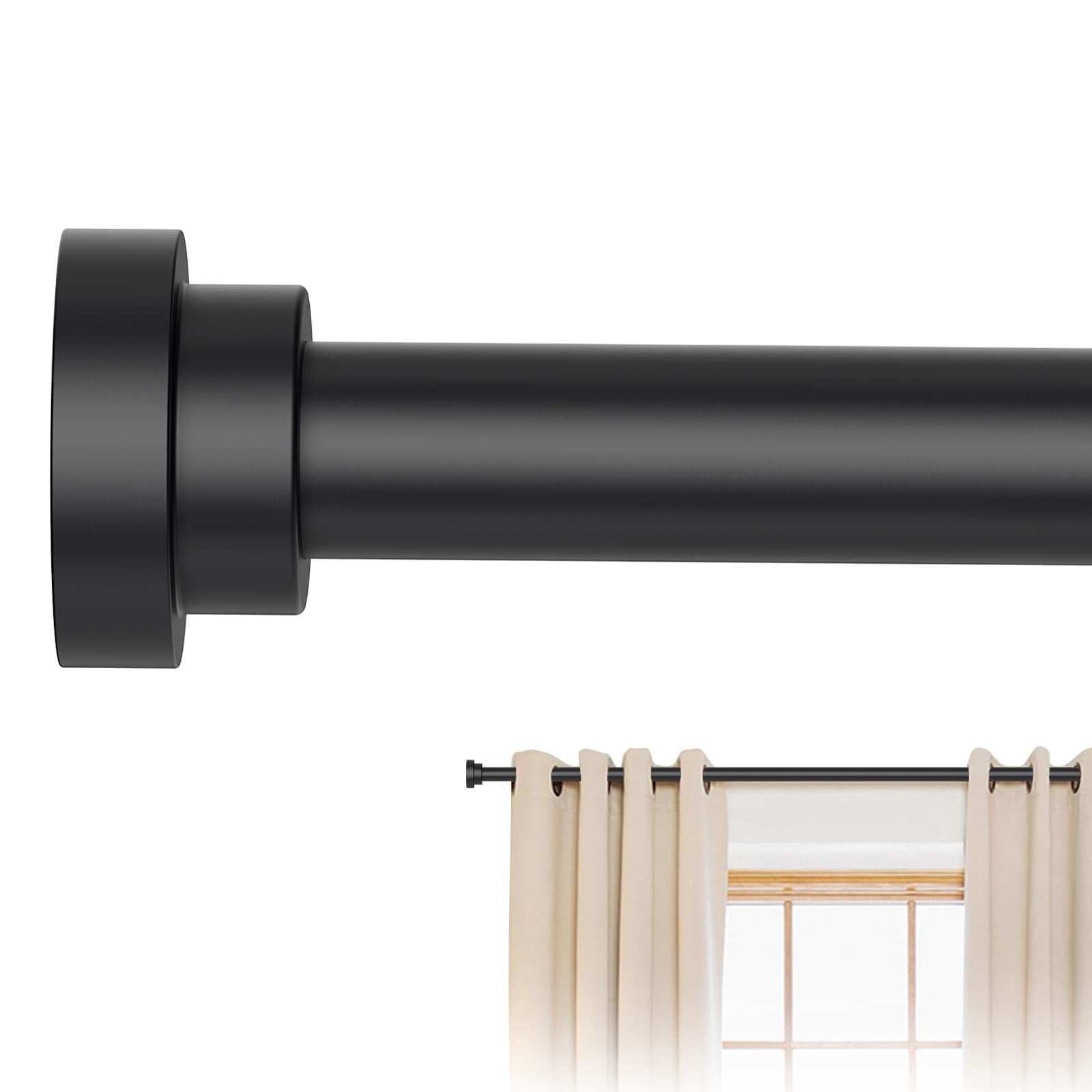 Adjustable Black Curtain Rods 28 to 48 Inch, 2 Pack Heavy Duty Metal ...