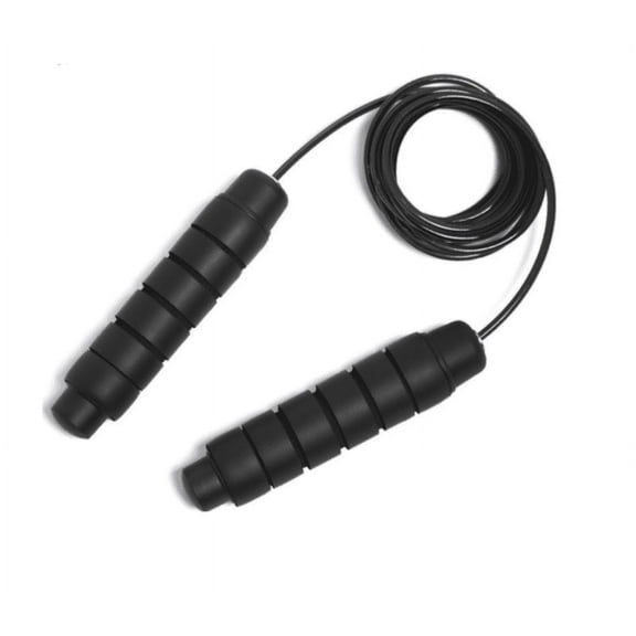 Adjustable Black Jump Rope with Foam Grip Handles by APTITUD