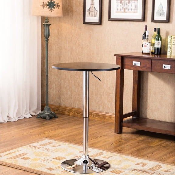 Adjustable Black MDF Top Bar Table with Metal Frame for Home