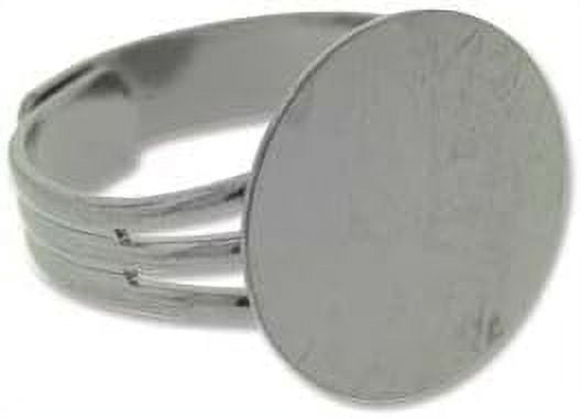 Adjustable Silver Ring Blanks with 16mm Flat Adjustable Ring Base 12 Blank  Rings