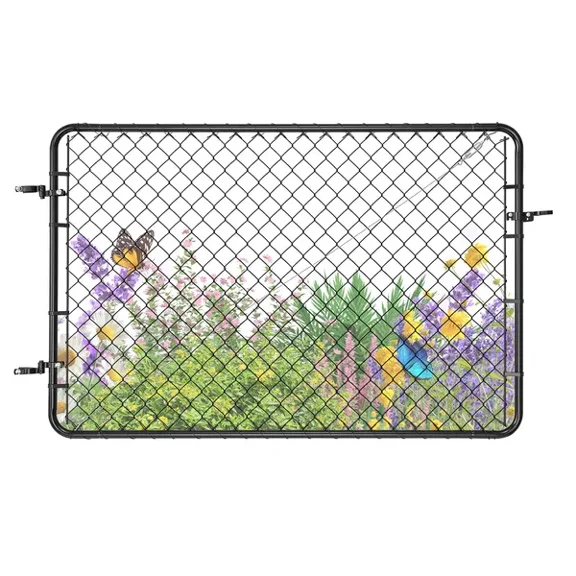 Adjustable Black Plastic Coated Chain Link Fence Gate, 72 x 48 Inch Garden Farm Fencing Gate, Fits 2.2-6ft Wide x 6ft High Opening, Hardware Only, Posts Not Included
