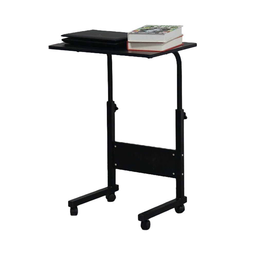 Adjustable Black Removable Side Table with Wheels - Stylish and Practical for Home & Office Use