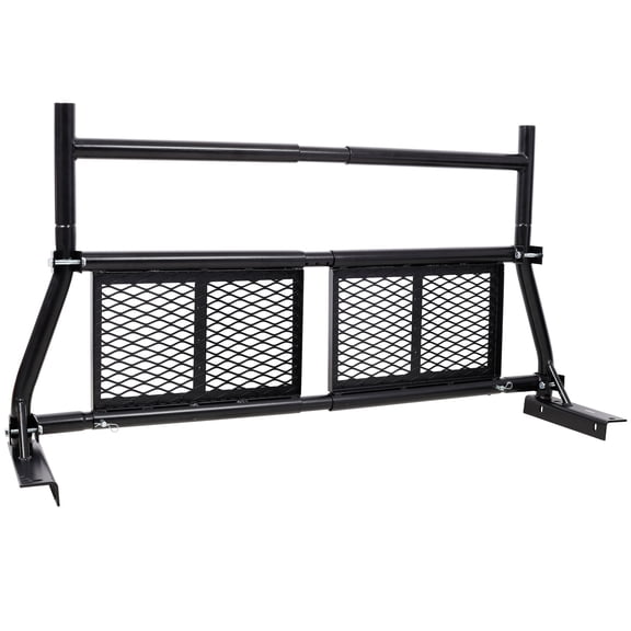Adjustable Black Steel Pickup Truck Headache Rack Mesh Window Protector for Most Full-Size Trucks, Easy Setup