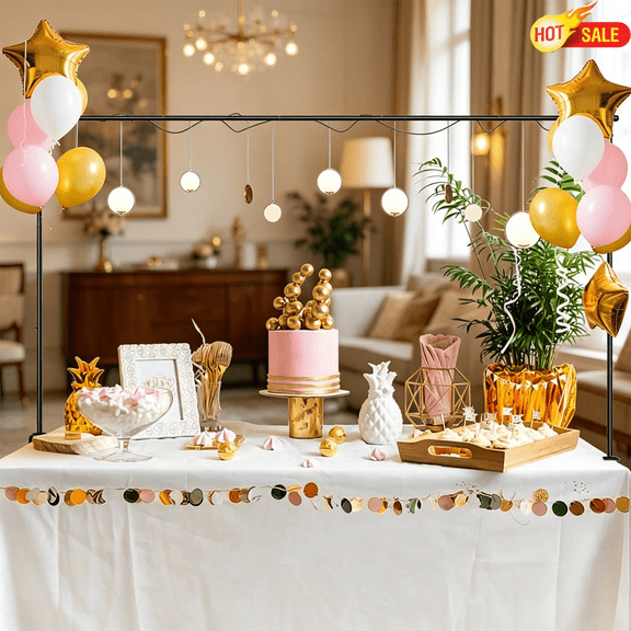 Adjustable Black Tabletop Backdrop Stand Frame, Plastic Desktop Arch Background Holder, Portable Display Rack For Dessert Table Birthday Wedding Party Balloon Light Halloween Christmas Decorations