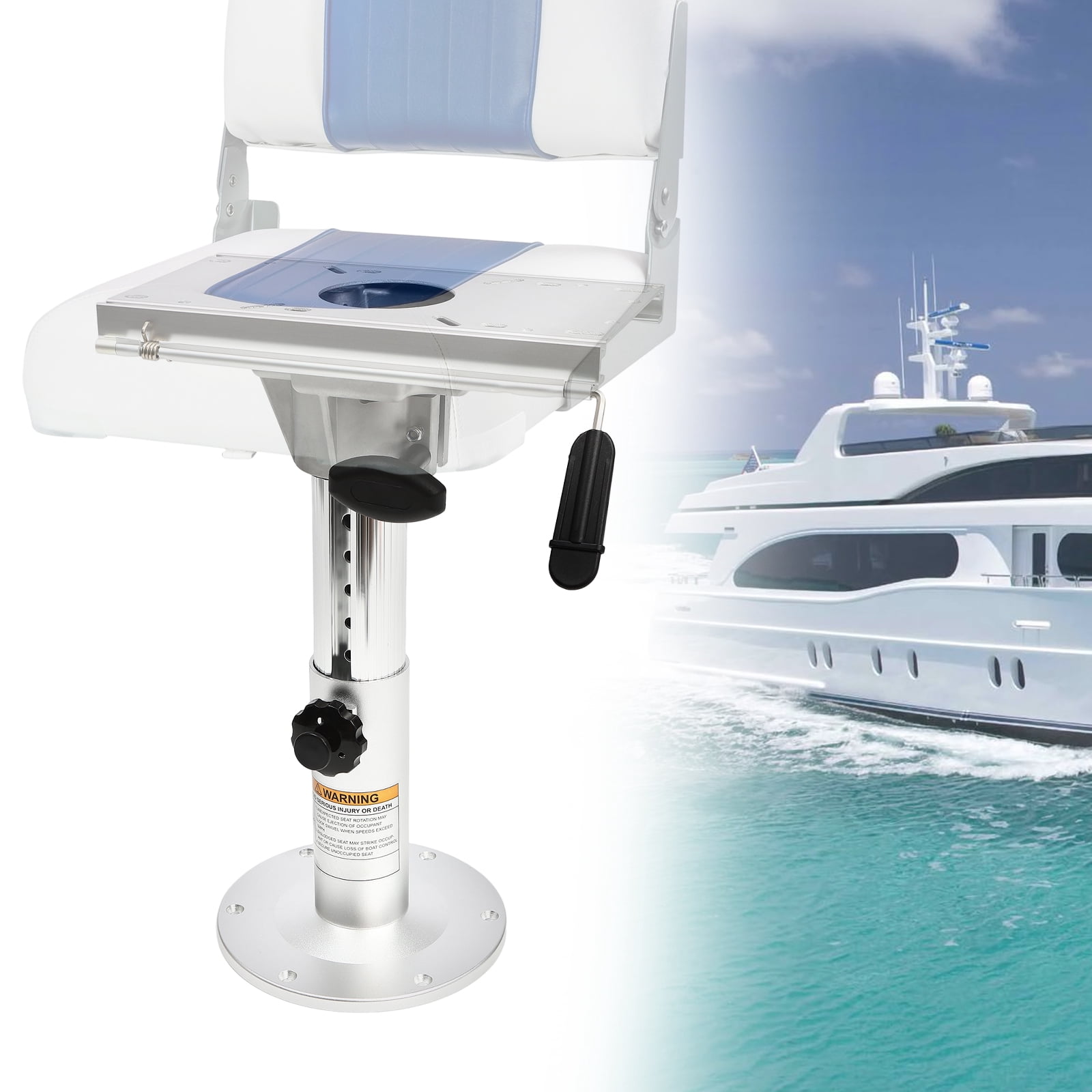 Adjustable Boat Seat Pedestal, 13"–19" Height, Aluminum Alloy Marine Seat Stand with Sliding Base & 8.58" Round Base, Universal Fit for Fishing Boats, Yachts & Speedboats