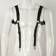 Adjustable Body Chest, Men Brown Chest Harness Punk Adjustable Faux Leather Belt